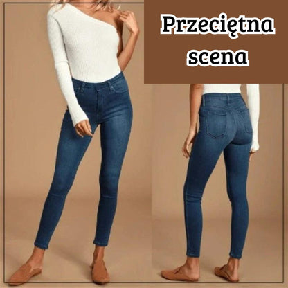 Damskie legginsy z elastycznego denimu z nadrukiem