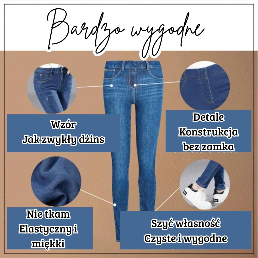 Damskie legginsy z elastycznego denimu z nadrukiem