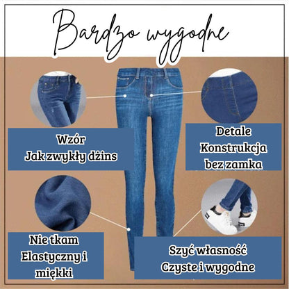 Damskie legginsy z elastycznego denimu z nadrukiem