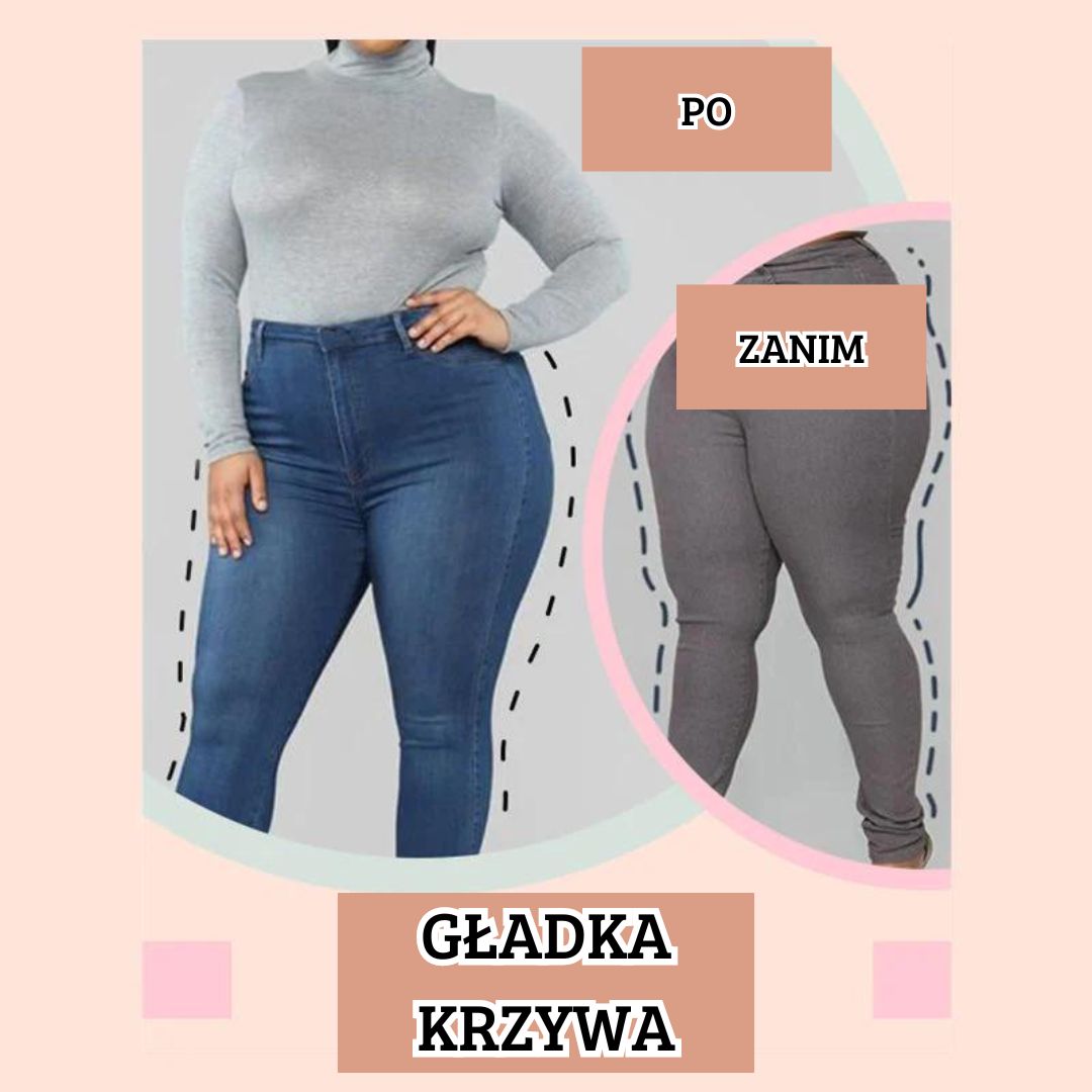 Damskie legginsy z elastycznego denimu z nadrukiem