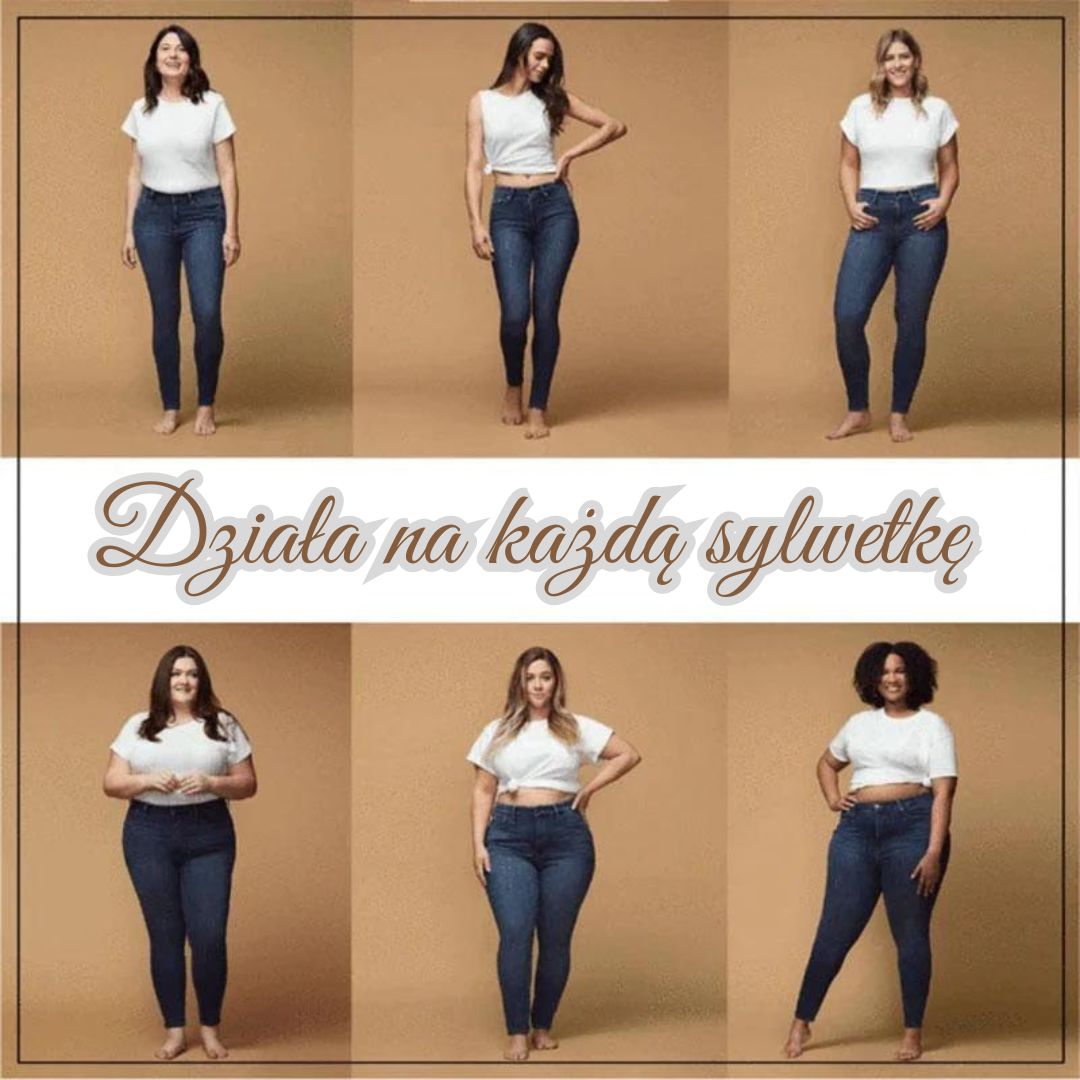 Damskie legginsy z elastycznego denimu z nadrukiem