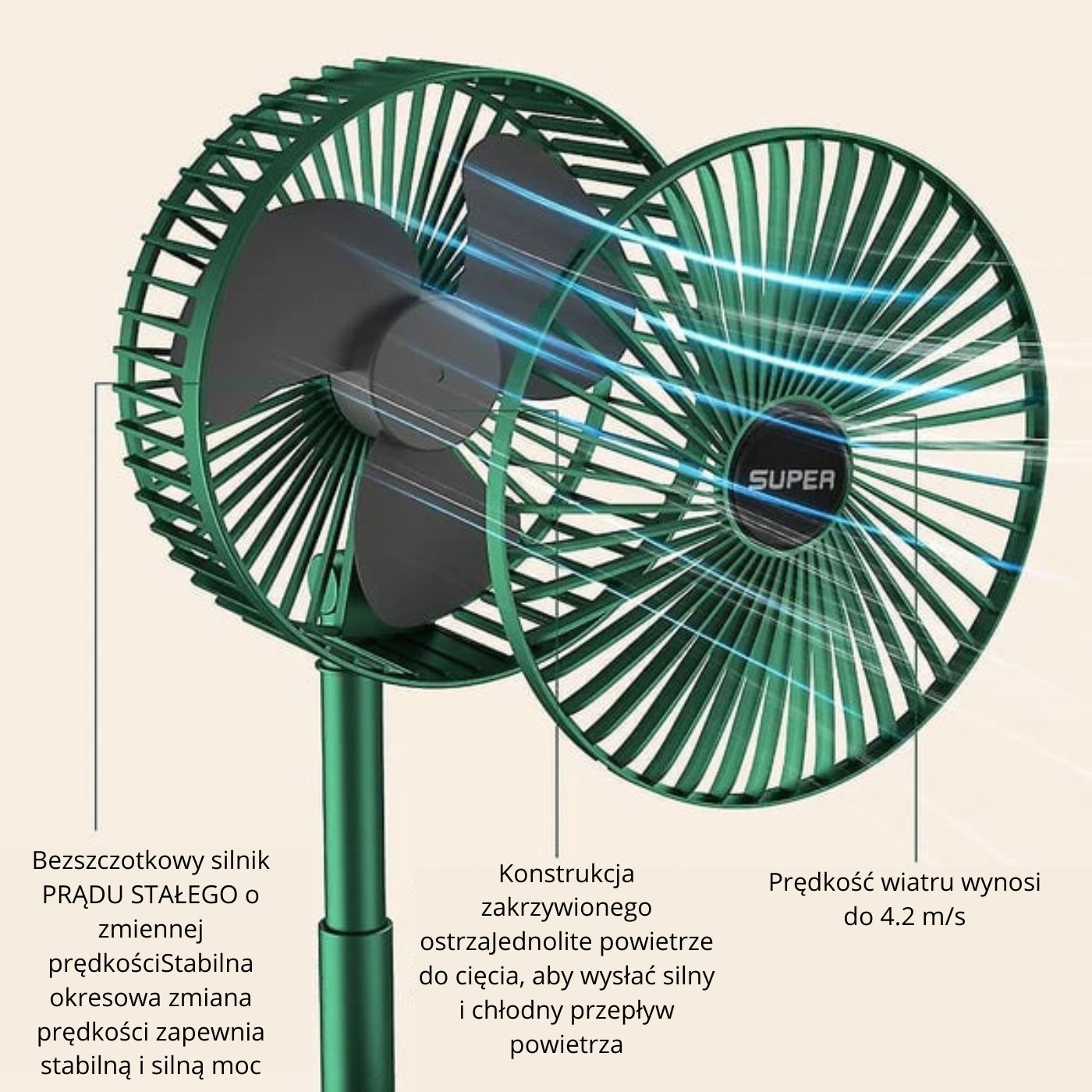 Teleskopowy składany wentylator