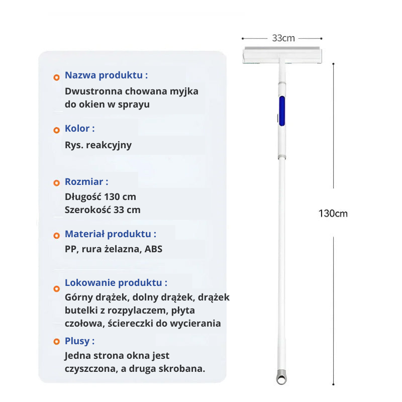 Dwustronny środek do czyszczenia okien w sprayu