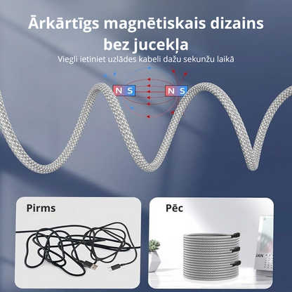 Magcable | Magnētiskais kabelis ar aizsardzību pret sapīšanos (līdz 2 m)