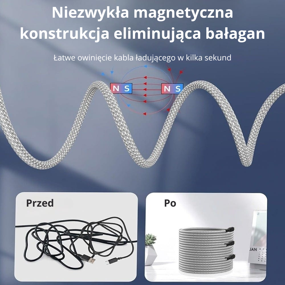 Magcable | Kabel magnetyczny z zabezpieczeniem przed splątaniem (do 2 m)